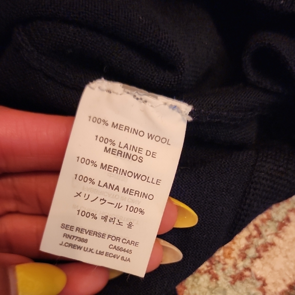 J. Crew Deep Blue Knit V Neck Merino Wool Top - Picture 5 of 5